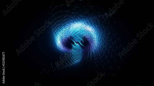 Abstract background 3D animation shiny futuristic object made of geometric elements transforms and rotates in space loop. Great for scientific, technological, industrial, futuristic, luxury, sci-fi il