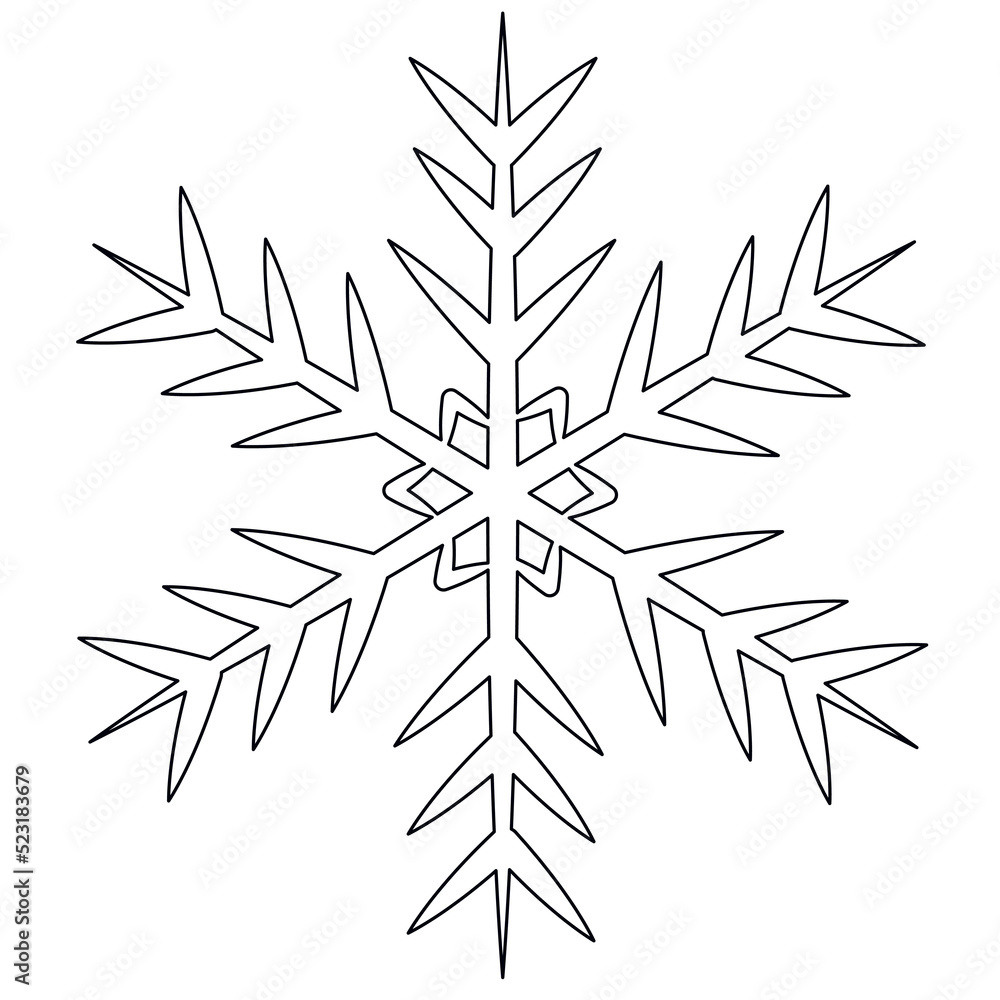 Black and white line Christmas snowflake. Vector illustration. Black and white line Christmas snowflake. Vector illustration.