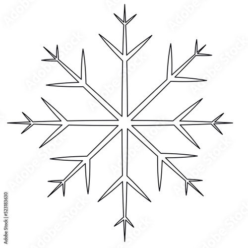Black and white line Christmas snowflake. Vector illustration.