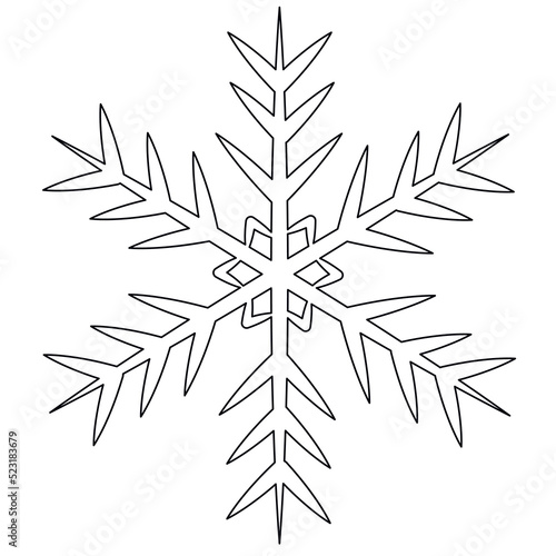 Black and white line Christmas snowflake. Vector illustration.