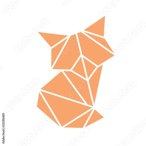 Origami paper fox in a flat style. Colorful origami birds collection. Vector illustration