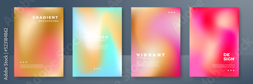 Blurred backgrounds set with modern abstract blurred color gradient patterns. Smooth templates collection for brochures, posters, banners, flyers and cards. Vector illustration.