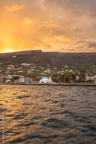 Sunrise From Paros, Greece. Sharp church