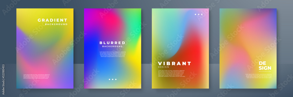 Color gradient modern background set. Screen vector design for mobile app. Spring, fresh soft color abstract gradients.