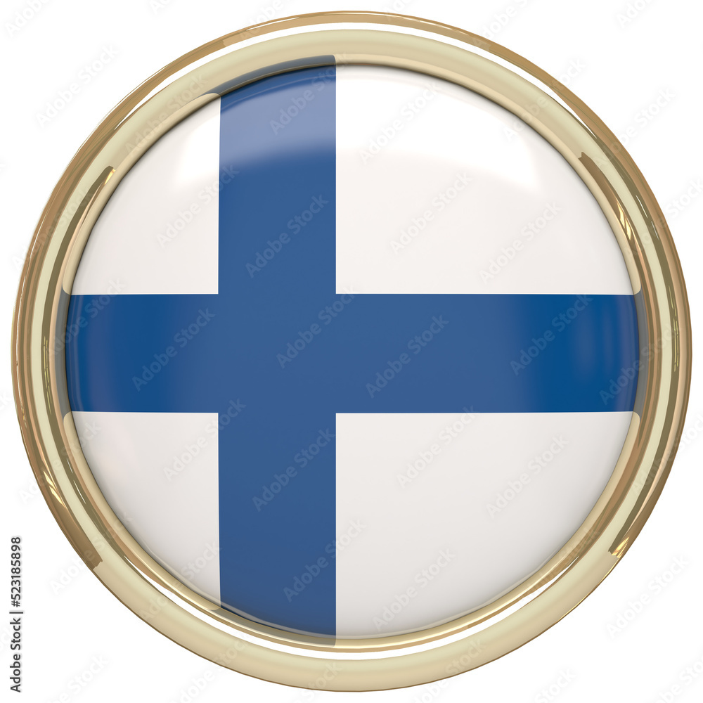 Fototapeta premium Badge with the Finnish flag isolated on transparent background