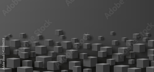 Black cubes creating structure, abstract background. Vector illustration