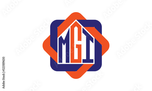 MGI three letter real estate logo with home icon logo design vector template | construction logo | housing logo | engineering logo | initial letter logo | minimalist logo | property logo | photo