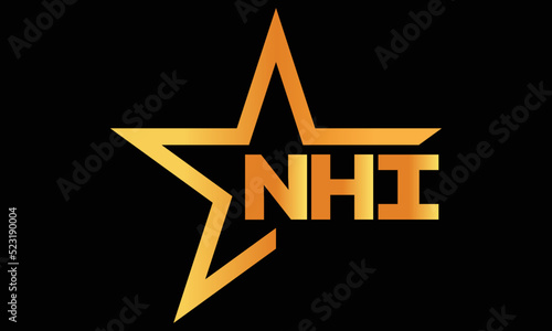 NHI golden luxury star icon three letter logo design vector template. royal logo | luxury logo | jewelry logo | premium logo | iconic logo | Victoria logo | photo