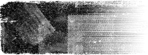 Glitch distorted geometric shape . Noise destroyed logo . Trendy defect error shapes . Glitched frame .Grunge textured . Distressed effect .Vector shapes with a halftone dots screen print texture.