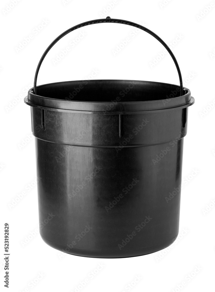 Black bucket on a white Black bucket on a white