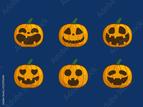 Set of halloween pumpkin pack collection illustration vector