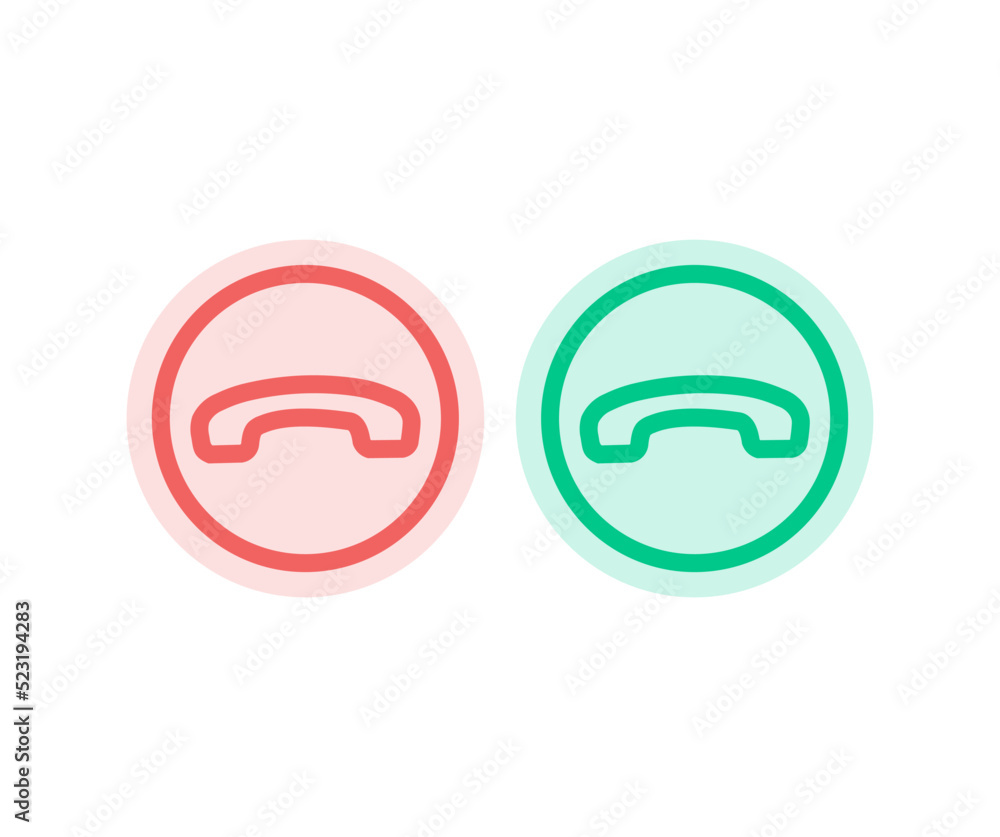 Vector set phone call icons.Accept call and decline handset button logo ...
