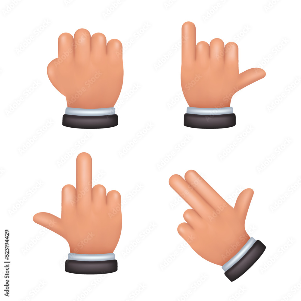 Obraz premium 3d hand gesture vector set
