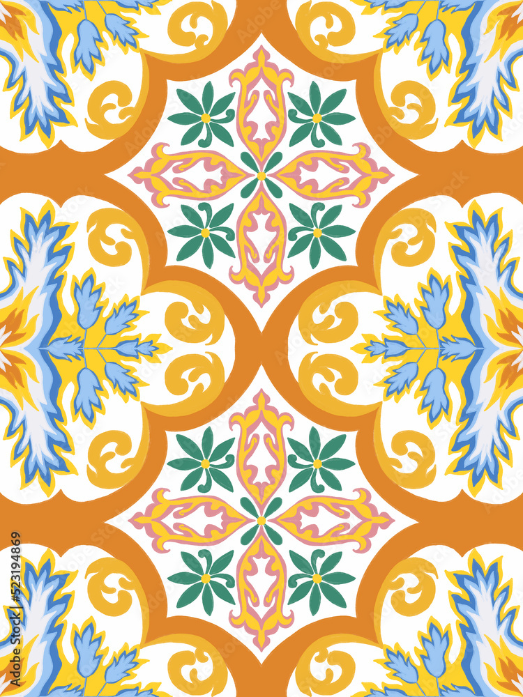 Repeat pattern abstract beautiful mediterranian splash ceramic tile italian painting Repeat pattern abstract beautiful mediterranian splash ceramic tile italian painting