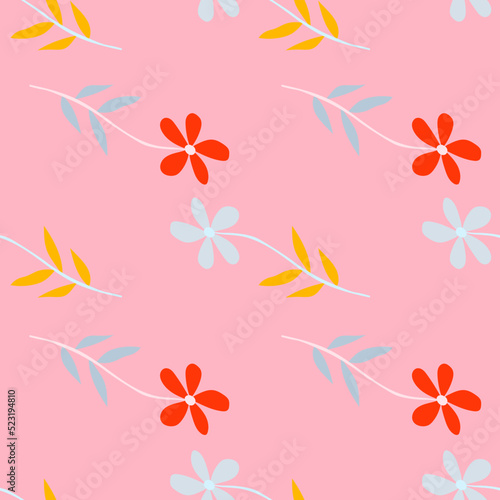 Doodle ditsy flowers seamless pattern. Cute chamomile print. Floral ornament. Pretty botanical backdrop