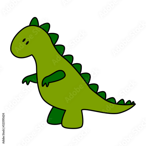 Flat image of green tyrannosaurus dinosaur. Vector illustration.