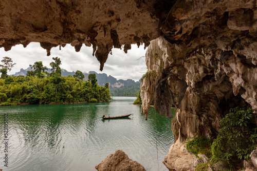 The cave in Khao Sok Reservoir. Ratchaprapha Dam Surat Thani Province, Thailand. photo