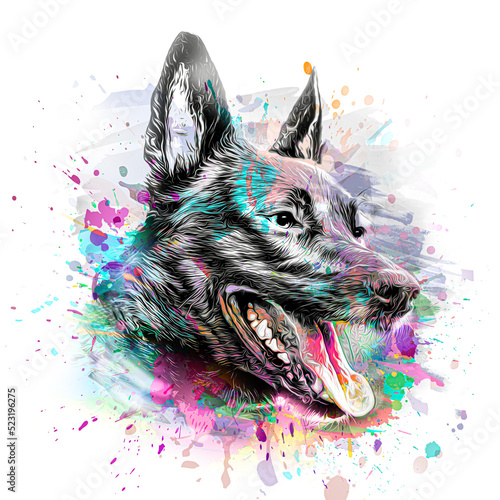 abstract colored dog muzzle...
