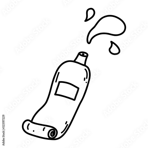 Hand drawn doodle of tube of paint. Vector sketch illustration of black outline icon of oil, acrylic or watercolor paint, artists supplies for print, coloring page, kids design, logo