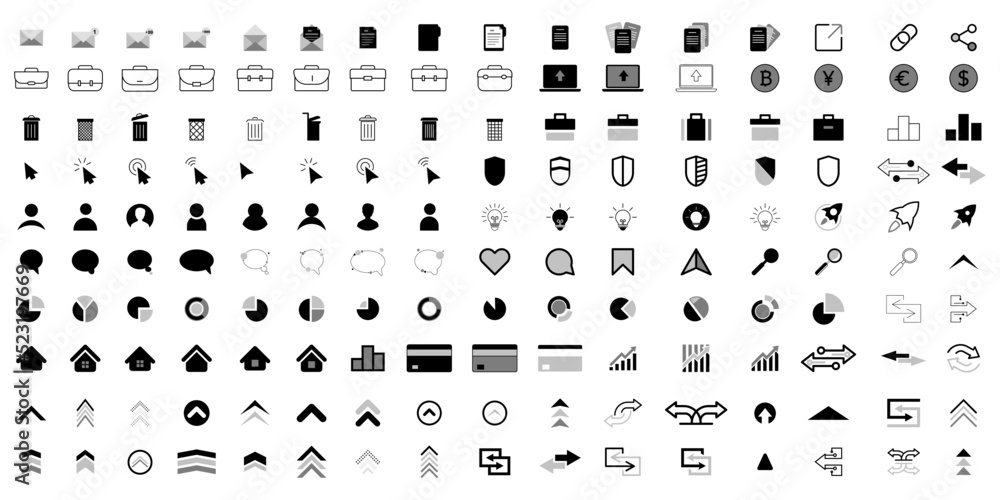 Big set of icons for business and finance. Modern icons and pictograms for apps and website. Illustration isolated on white background. Vector EPS 10 Big set of icons for business and finance. Modern icons and pictograms for apps and website. Illustration isolated on white background. Vector EPS 10