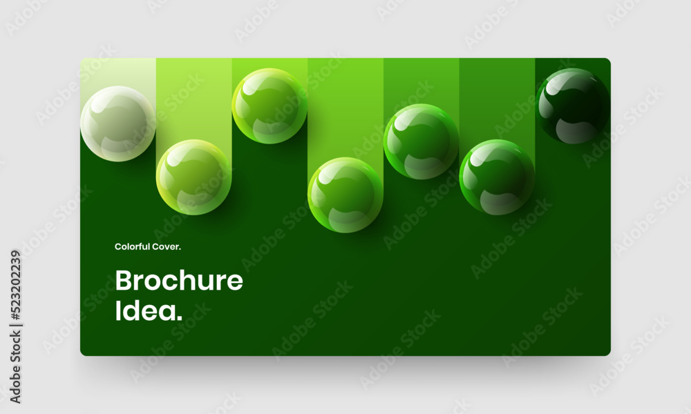 Unique banner design vector illustration. Colorful realistic spheres booklet layout.