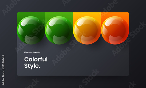 Fresh realistic spheres company brochure layout. Colorful web banner vector design concept. © kitka