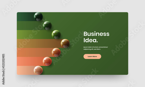 Premium 3D balls company brochure template. Isolated website screen design vector concept.