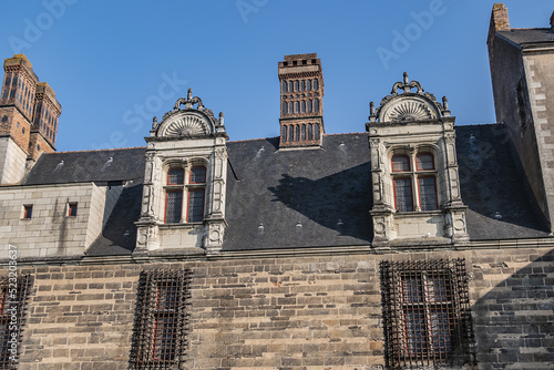 Architectural detail of Castle of Dukes of Brittany (Chateau des ducs de Bretagne). Castle was residence of Dukes of Brittany between XIII and XIV centuries. Nantes, Loire-Atlantique, France. photo