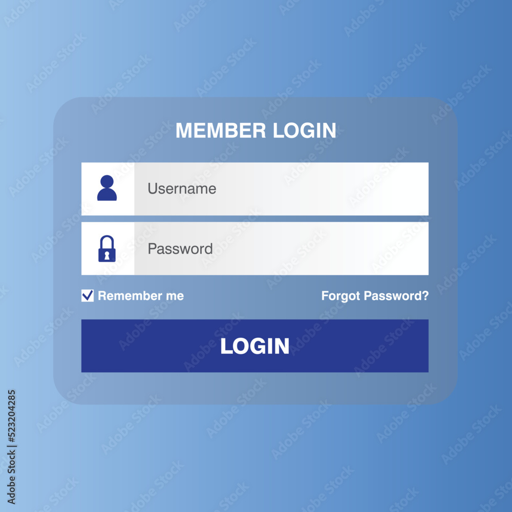 Blue user interface for the login 