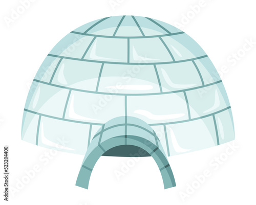 Igloo icon. Cartoon vector icehouse. Winter construction from ice blocks. Eskimo peoples house isolated on white background