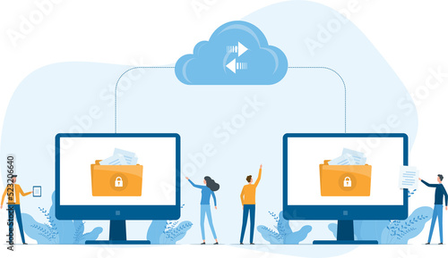  technology cloud computing service and technology file upload backup on cloud server storage concept photo