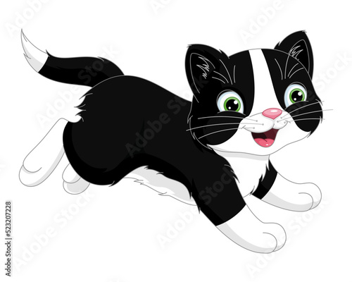 Kitten running cartoon vector illustration