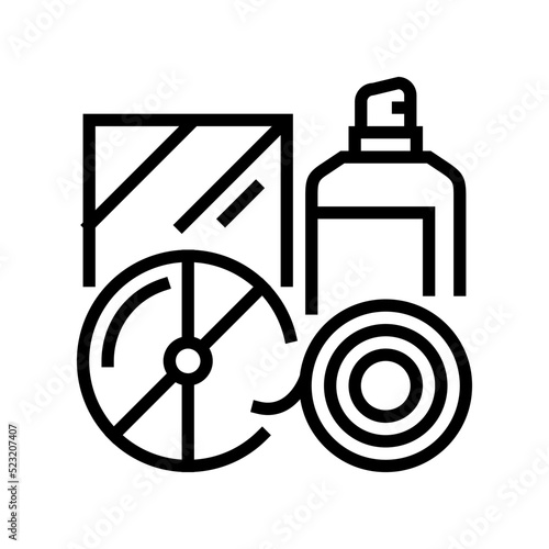 disk and bottle plastic waste line icon vector. disk and bottle plastic waste sign. isolated contour symbol black illustration