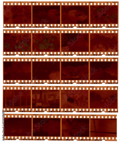 Color 35mm negative film strips