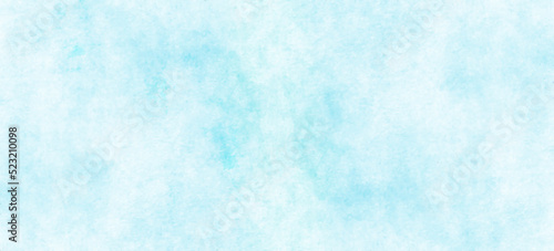 Cloudy sky blue color paper texture background, ocean blue watercolor background, light blue grunge texture with stains, brush painted blue sky clouds, blue background vector illustration.