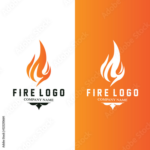 red smoldering fire icon vector logo, classic retro design