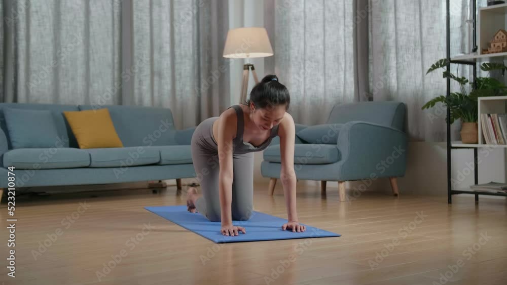 Full View Of Young Asian Trainer Female In Sports Clothes Speaking And Doing Yoga In Balancing Table Pose While Teaching Exercise At Home
Full View Of Young Asian Trainer Female In Sports Clothes Speaking And Doing Yoga In Balancing Table Pose While Teaching Exercise At Home