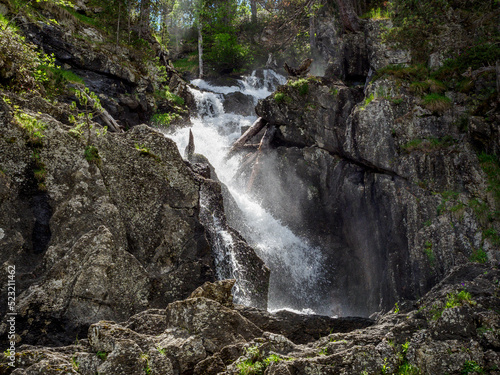 Waterfall near Escarpinosa lakes in Benasque Valley, Spain photo