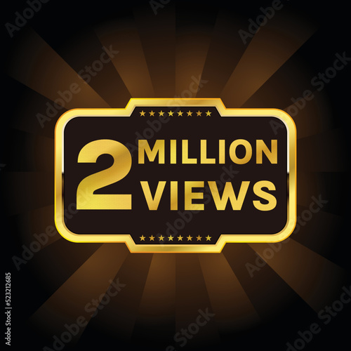 youtube 2 million views or 2m views banner vector