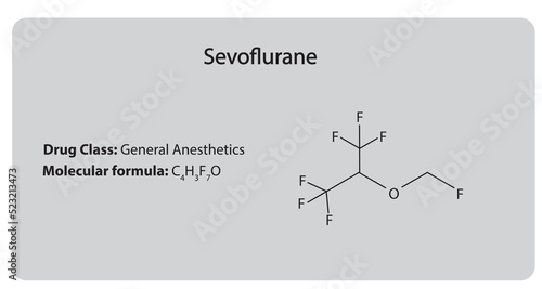 Sevoflurane (Inhalation anesthetic) . Chemical Structure. Drug class, molecular formula and use.