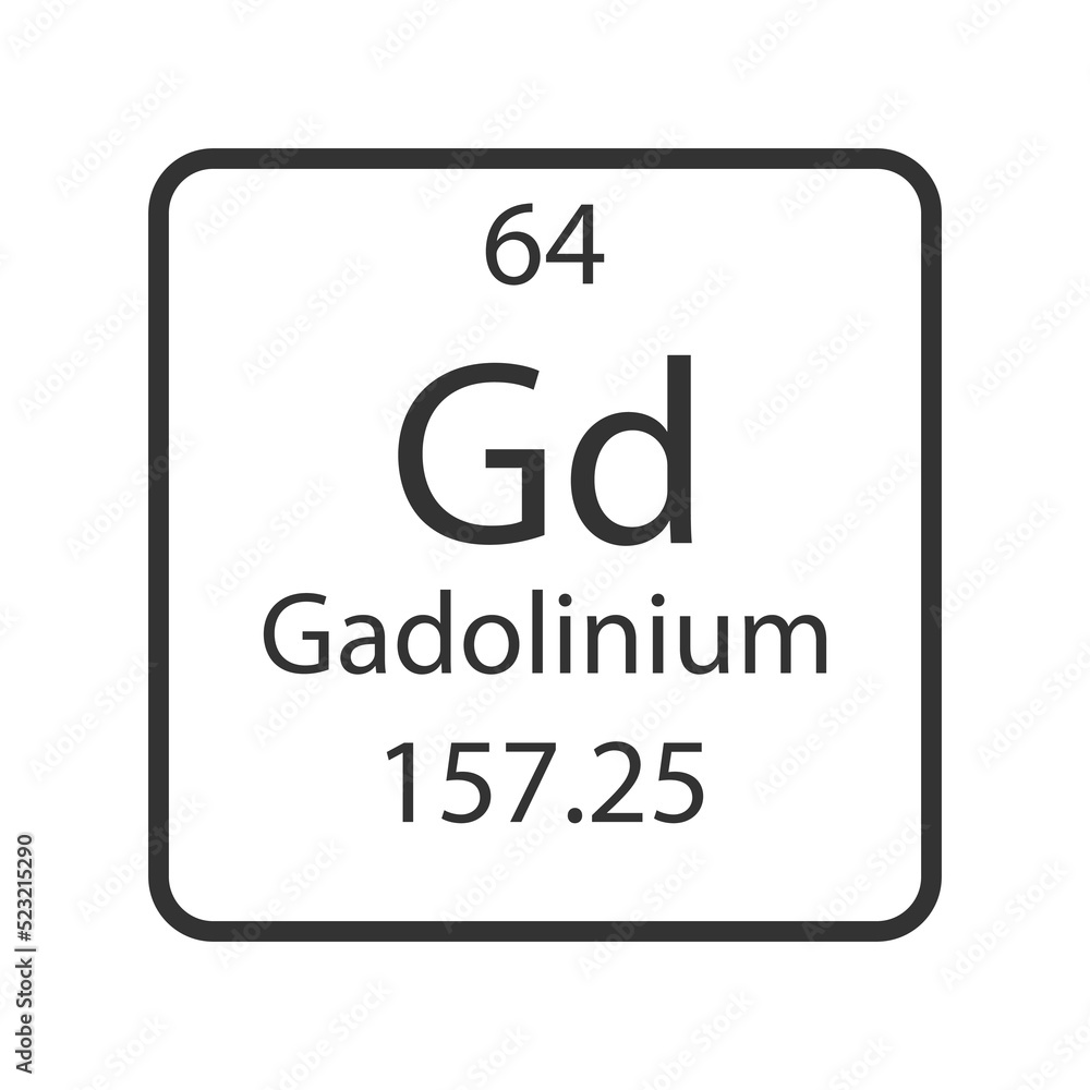 Gadolinium symbol. Chemical element of the periodic table. Vector illustration. Gadolinium symbol. Chemical element of the periodic table. Vector illustration.