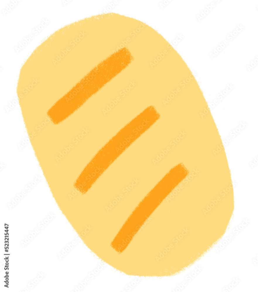 Bread toast breakfast food set elements hand drawn doodle minimal style pastel color illustration