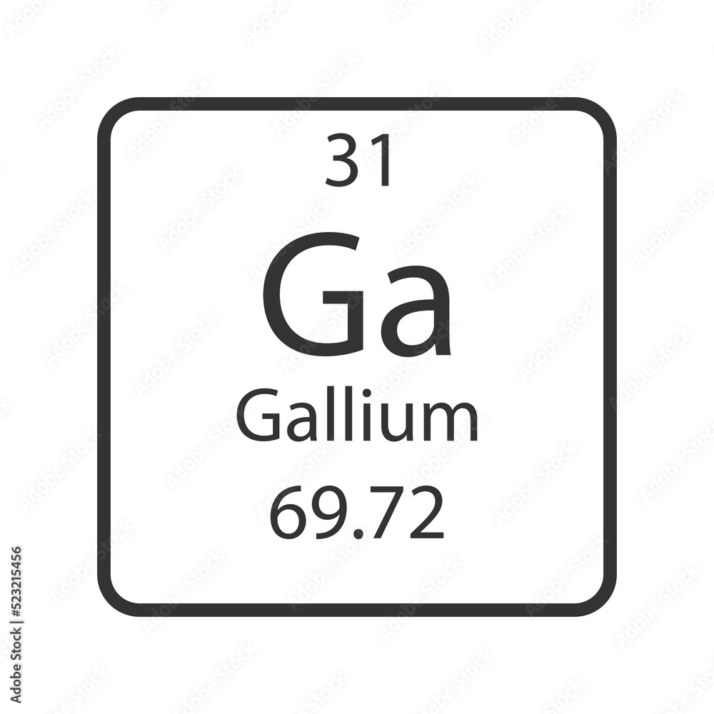 Gallium symbol. Chemical element of the periodic table. Vector illustration. Gallium symbol. Chemical element of the periodic table. Vector illustration.