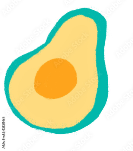 Avocado breakfast food set elements hand drawn doodle minimal style pastel color illustration