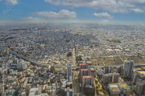  大阪上空を望む photo of the sky above Osaka, Japan