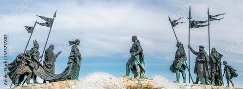 Sculptures at the Nibelungen Fountain dedicated to the heros of The Song of the Nibelungs photo