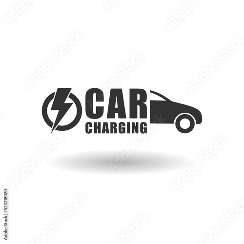 Car charging logo with shadow photo