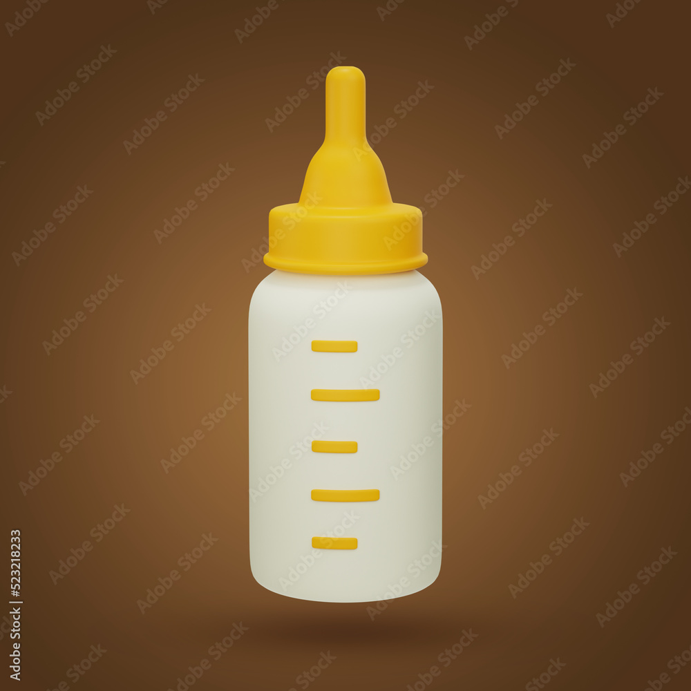 Baby milk bottle 3D rendering. Nutrition in the plastic container for newborn children. Baby milk bottle 3D rendering. Nutrition in the plastic container for newborn children.