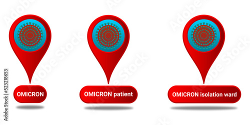 omicron, patient and isolation ward location with shadow illustration image. photo