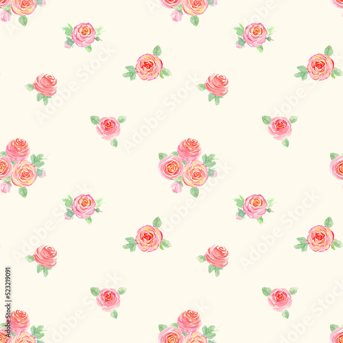 Watercolor roses flowers. B...